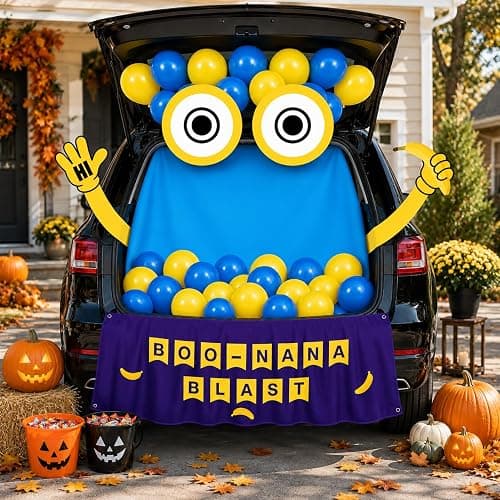 Halloween Yellow Trunk or Treat Car Decorations Kit | Cute Yellow Cartoon Trunk or Treat Decor for Truck SUV,Funny Halloween Car Decor for Car Archway Garage - Image 1