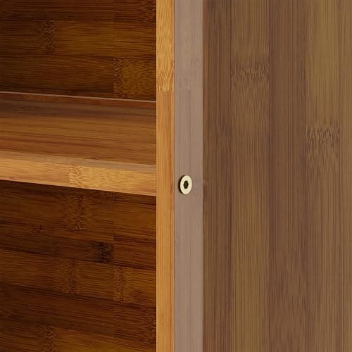 Warmiehomy 6-Tier Bookcase, 170cm Bamboo Bookshelf, Open Storage Shelf Freestanding, Wooden Shelving Unit Display Shelves for Living Room Bedroom Study Room Dinning Room (Rustic Brown) thumbnail 7