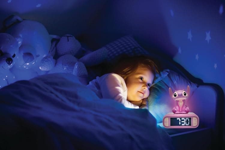 LEXiBOOK, Disney Stitch, Angel Night Light Alarm Clock, Sounds and Melodies, Backlit LCD Screen, Luminous, Snooze, Pink, RL800D1 thumbnail 4