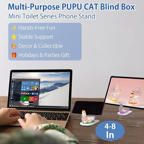 Cat Blind Box - Cat Figurines Phone Stand Blind Box 1PC Random Mini Toilet Figures Phone Holder Birthday Gift for Cat Lovers, Cell Phone Stand for Desk Decor, Cute Desk Accessories Mystery Bag thumbnail 6
