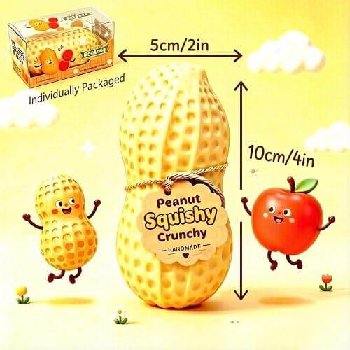 Crunchy Peanut Squishy Toys,Slow Rising Squishy Fidget Toys for Kid & Adult | Peanut Squishy Crunchy, Realistic Food Shaped Decompression Stress Balls, for Stress Anxiety Relief, Office Use, Party Favors thumbnail 2