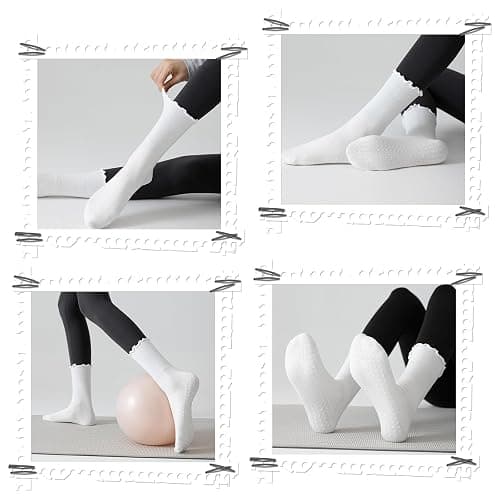 Elapse Space 3 Pairs Pilates Socks with Grips Non Slip Ruffle Yoga Grip Socks for Women thumbnail 6