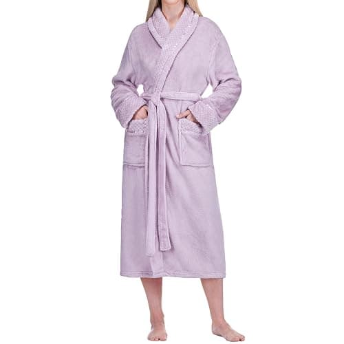 PAVILIA Soft Plush Women Fleece Robe, Cozy Warm Bathrobe, Fuzzy Female Long Spa Robe - Image 1