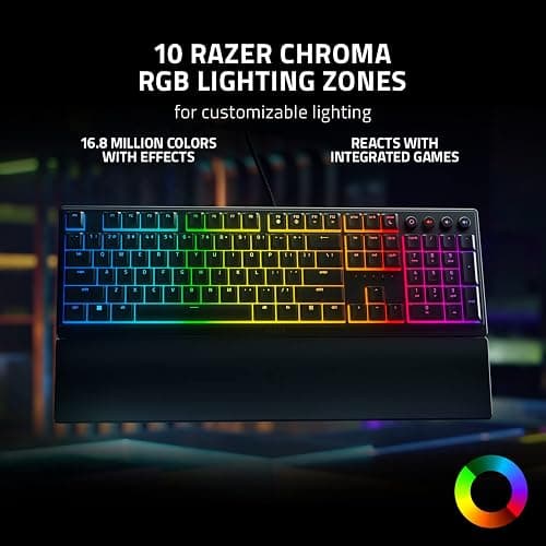 Razer Ornata V3 Gaming Keyboard: Low Profile Keys - Mecha Membrane Switches - UV Coated Keycaps - Backlit Media Keys - 10 Zone RGB Lighting - Spill Resistant - Magnetic Wrist Wrest - Snap Tap thumbnail 7