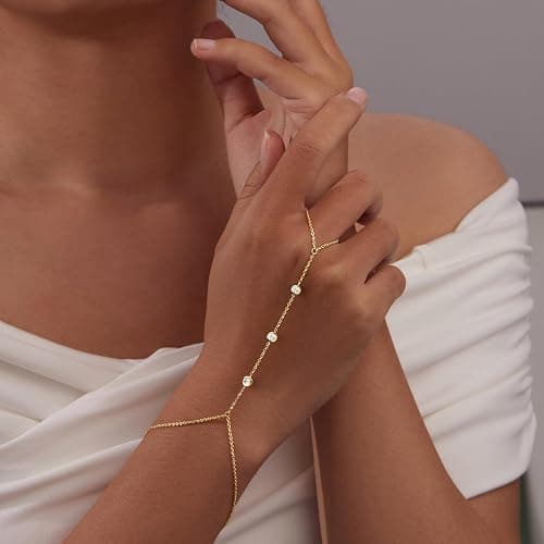 Gold Bracelets for Women Non Tainish,Dainty Bracelets Stack for Women Trendy, Gold Plated Cuff Stackable Bracelets With Beaded Cuban Paperclip Snake Rope Bangle Hand Chain Jewelry Gifts for Women thumbnail 4