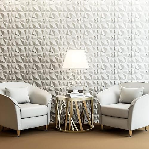 Art3d Decorative 3D Wall Panels in Diamond Design, 12"x12" Matt White (33 Pack) thumbnail 2