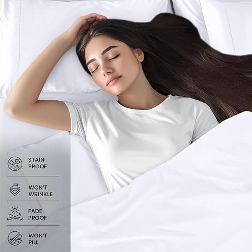 Utopia Bedding Full Sheet Set 4 Piece Bed Sheets for Full Size Bed, Hotel Luxury, Extra Soft, Cooling Bed Sheets - Wrinkle, and Fade Resistant (White) thumbnail 4