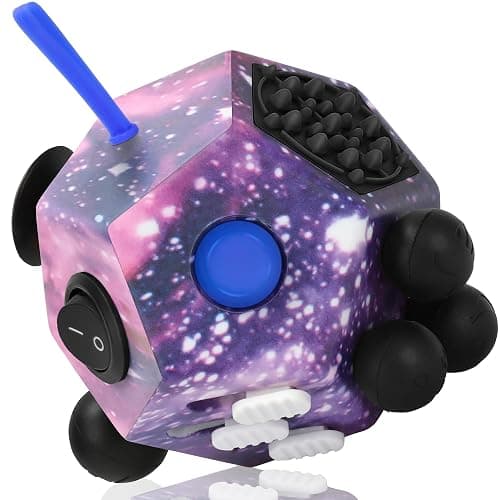 VCOSTORE Fidget Cube with 12 Sides, Original Fidget Toys Cube, Adult Infinity Magic Toys, Anti Stress Cube for Children and Adult with ADHD, ADD, ASD, ADHD - Image 1