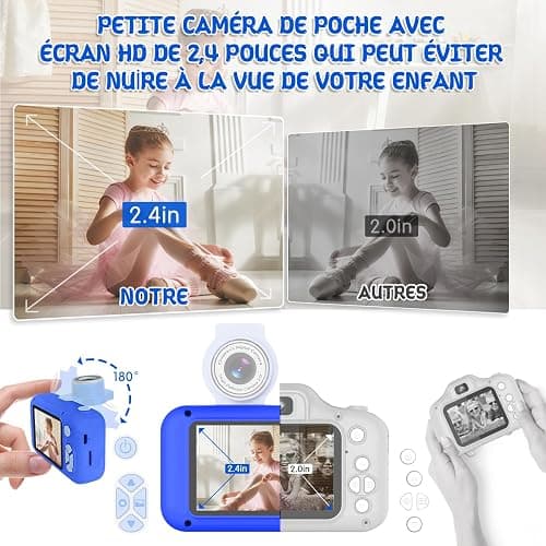 ARNSSIEN Appareil Photo Enfant avec Grand Écran 2,4" et Objectif Pivotant 180°,Appareil Photo Numérique Enfant pour Filles et Garçons de 3 à 12 Ans,Carte 32 Go Incluse,Cadeau Anniversaire ou Fête,X101 thumbnail 3