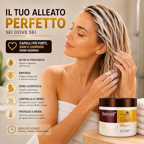 Karseell MACA CARE SYSTEM Maschera Capelli Professionale Collagene Argan Cocco Karité Nutriente Idratante Riparatrice Anticrespo Capelli Secchi Danneggiati Crespi Senza Solfati Formato Viaggio 100ml thumbnail 8