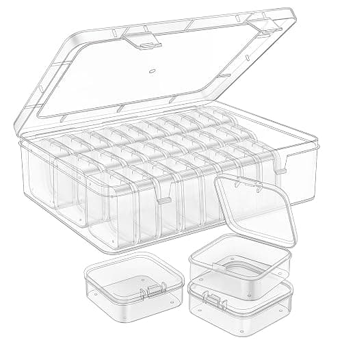 Mathtoxyz Bead Organizer Box, 31Pcs Small Beads Organizers and Storage Plastic Cases Mini Clear Dimond Storage Containers Boxes with Hinged Lid and Rectangle for Bracelet Making DIY Jewelry Craft Nail - Image 1