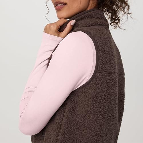 Yioaga Cropped Fleece Vest Women Sleeveless Stand Collar Zip Up Sherpa Jacket Fall Winter Warm Coats Outerwear with Pockets thumbnail 3