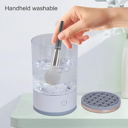 Electric Makeup Brush Cleaner, Makeup Brush Cleaner Machine with Brush Clean Mat, Automatic Cosmetic Brush Cleaner for All Size Beauty Makeup Brushes Set For Her, Women, Girlfriend, Female thumbnail 3