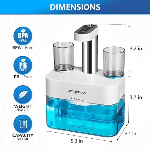 ZOFGENOW Upgraded Automatic Mouthwash Dispenser for Bathroom,Bathroom Accessories 17.6 FlOz Dispensers with Magnetic Cups,Adjustable Dispensing Levels, Suitable for All Age Groups,White thumbnail 3