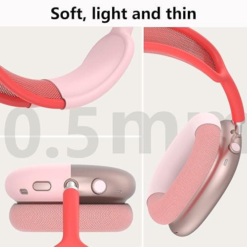 Silicone Case Cover for AirPods Max Headphones, Ear Pad Case Cover/Ear Cups Cover/Headband Cover for AirPods Max (USB-C/Lightning)(2024/2020),Accessories Silicone Protector for Apple AirPods Max, Pink thumbnail 5