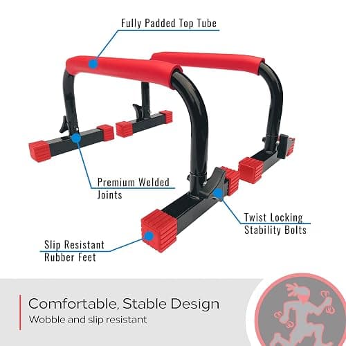 Rubberbanditz Parallette, Parallel Bars & Dip Station | At Home Gym Workout Equipment, L-Sit Bars & Calisthenics Equipment for Home. Perfect for Push Ups, Dips, Handstands & Gymnastics. thumbnail 2