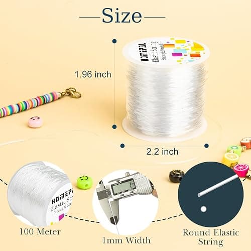 Homepal 1mm Elastic String for Bracelets, Clear Elastic String Elastic Cord for Jewelry Making, Crystal Jewelry String for Bracelets, Necklaces, Beading and Crafts 100m/roll thumbnail 3