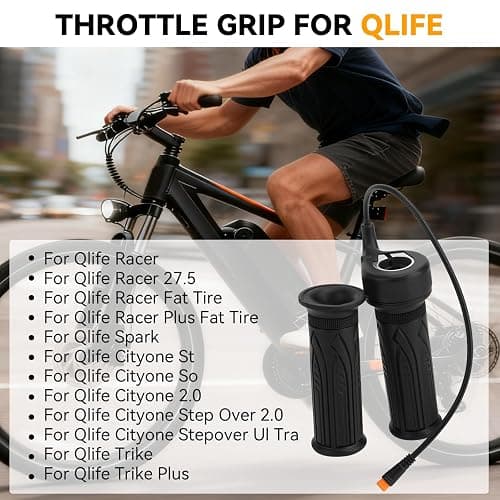 JERBOR Full Twist Throttle Grip for Qlife Racer/Racer 27.5/Racer Fat Tire/Racer Plus Fat Tire/Spark/Cityone ST/SO/2.0/Step Over 2.0/Stepover Ul Tra/Trike/Trike Plus, Throttle Handle Controller thumbnail 2