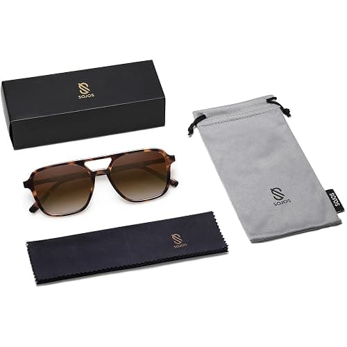 SOJOS Retro Aviator Sunglasses for Women Men,Trendy Rectangle Womens Mens Shades Sun Glasses SJ2202 thumbnail 7