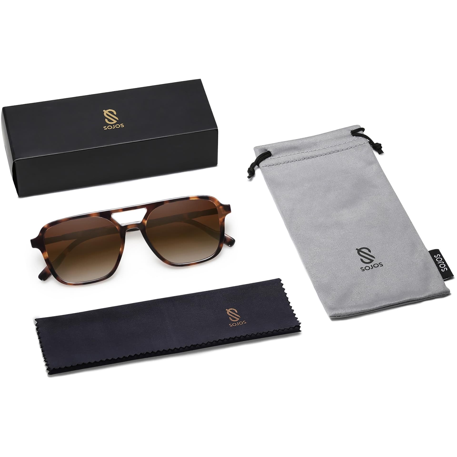 SOJOS Retro Aviator Sunglasses for Women Men, Trendy Rectangle Womens Mens Shades Sun Glasses SJ2202 thumbnail 7