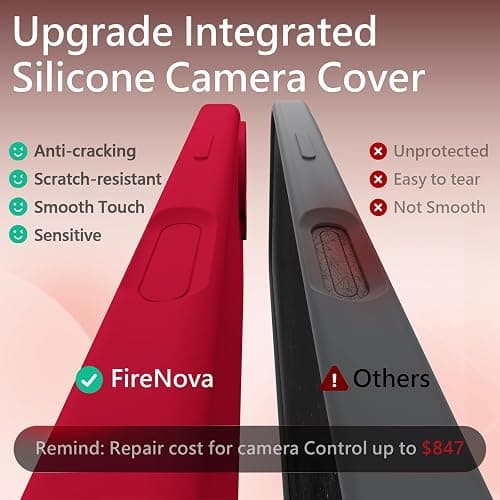 FireNova Magnetic for iPhone 17 Case, Compatible with MagSafe, [Integrated Silicone Camera Control Button] [Camera Protection] Anti-Scratch Microfiber Lining Phone Case, 6.3", Deep Red thumbnail 3