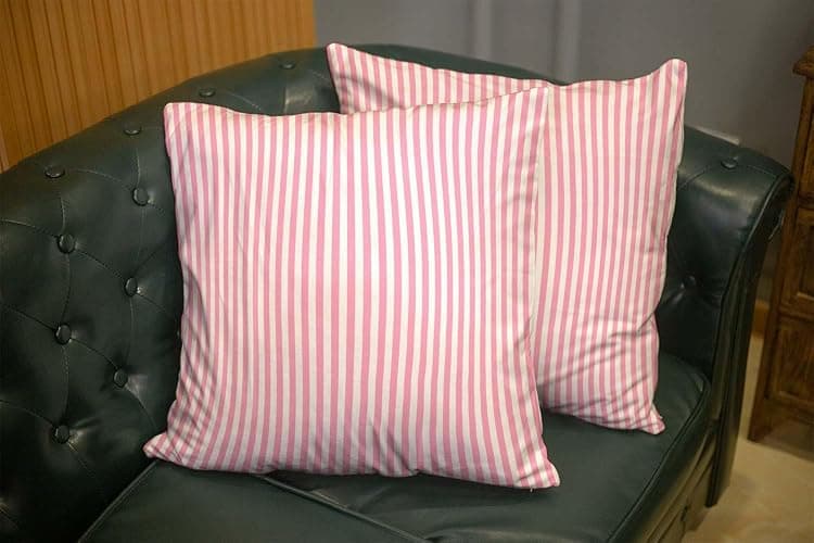 EMMTEEY Set of 2 Stripe Pink White Pillow Covers Geometric Stripes Throw Pillow Covers 18x18 Inch Decorative Pillow Cases for Couch Bedroom Living Room thumbnail 5
