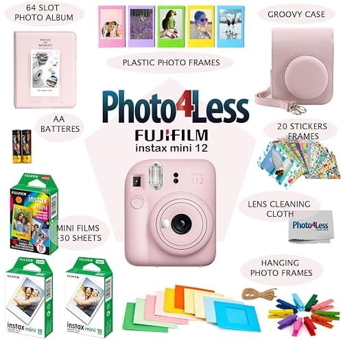 Fujifilm Instax Mini 12 Instant Film Camera, Fuji Instax Mini Film (20 Sheets), Fuji Rainbow Instant Film (10 Sheets), Protective Case, Album, Insax Mini Accessory Bundle (Blossom Pink) thumbnail 3