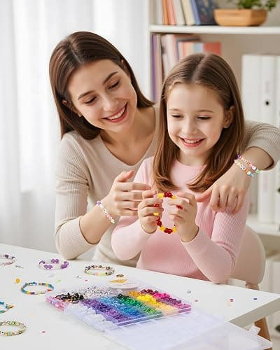 Taybonds Friendship Bracelet Making Kit- 24 Colors with Clay, 4mm Seed, Pony, 8mm Glass, Letter Beads and Charms, Jewelry Making Kit Gift for Girls 6-12 thumbnail 6