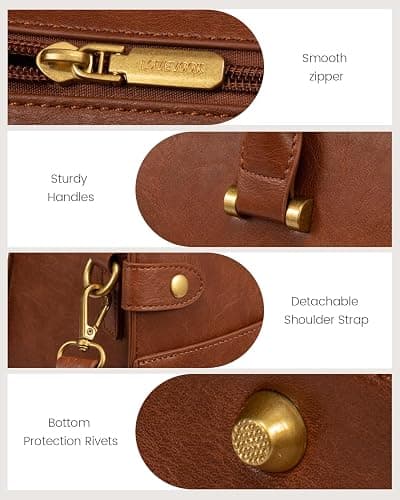 LOVEVOOK 17 Inch Laptop Tote Bag For Women Teacher Work Bag, Leather Computer Bags For Laptops For Women, Vintage Waterproof Laptop Bag Business Briefcase Office Large Shoulder Handbag Purse, Brown - 17.3 inch - Brown thumbnail 5