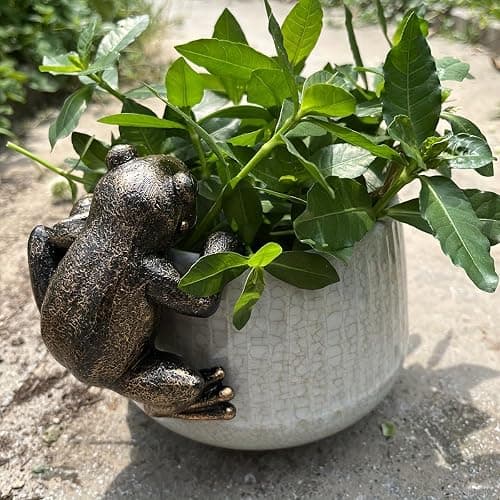 Kudriod Frog Flower Pot Hugger Figurines, Frog Statue Decor for Garden Yard Fence Balcony Home Plant Décor Gifts thumbnail 5