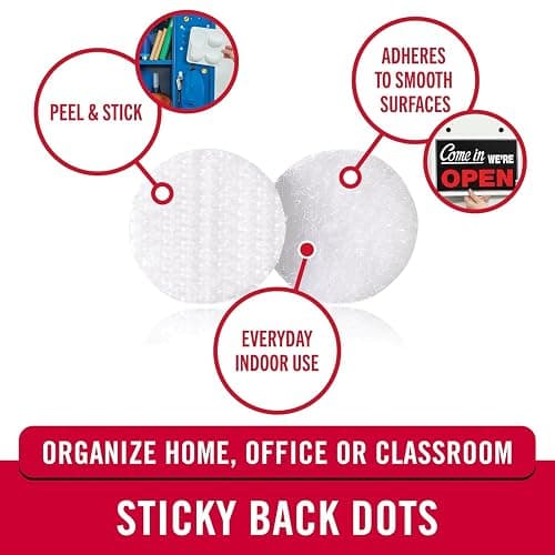 VELCRO Brand Dots with Adhesive, White, Small 1/2 in Circles, 250 Pk thumbnail 2