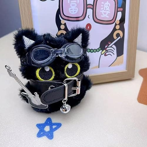 TUCEWP Black Cat Keychain for Women Men Cute Y2k Plush Cat Bag Charm for Handbag Kawaii Birthday Halloween Christmas Gift thumbnail 3