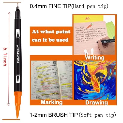 AQTQA Dual Brush Marker Pens, 72 Colors Art Markers Set with Fine and Brush Tip Markers for Adult Coloring Books No Bleeding, Can Be Used for Note Taking Planner Hand Lettering Calligraphy thumbnail 5