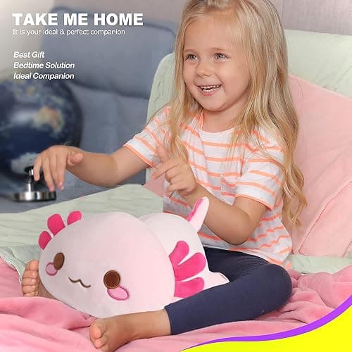 Onsoyours Cute Axolotl Plush, Soft Stuffed Animal Salamander Plush Pillow, Kawaii Plush Toy for Kids (Pink Axolotl A, 13") thumbnail 5