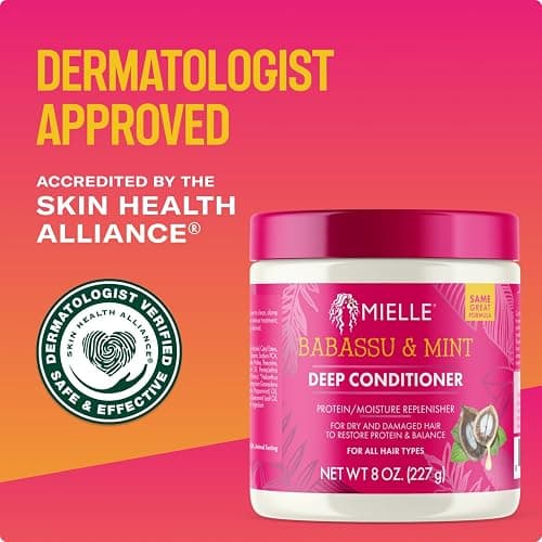 Mielle Organics Babassu & Mint Deep Conditioner with Protein, Moisturizing & Conditioning Deep Treatment, Hydrating Repair for Dry, Damaged, & Frizzy Hair (8 Oz) thumbnail 6