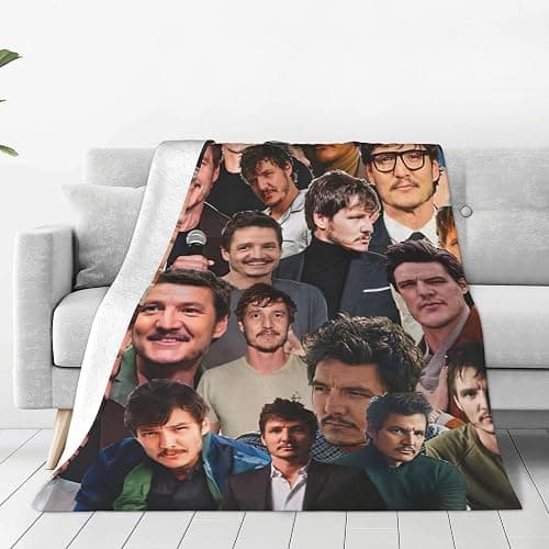 Pedro Pascal Fotocollage, weiche und bequeme, warme Fleecedecke für Sofa, Büro, Bett, Auto, Camping, Couch, gemütliche Plüsch-Überwurfdecken, Stranddecken (101,6 x 127 cm) thumbnail 2