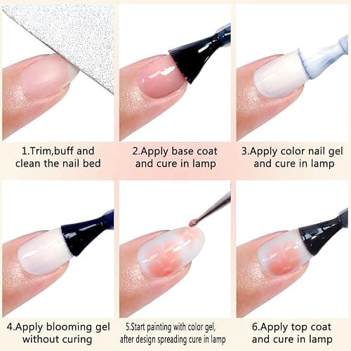 Fcozpjk Nail Blooming Gel, 15ML Clear Blooming Gel Polish for Spreading Effect with 1PCS Dotting Pen Watercolor Flowers Marble Ombre Aura Nail Design Home Manicure Salon Supplies Soak Off UV/LED Cure thumbnail 6