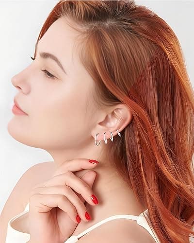 316L Surgical Stainless Steel Huggie Hoop Earrings 6mm 8mm 10mm 11mm 12mm 14mm Hypoallergenic Earrings Hoop Cartilage Helix Lobes Hinged Sleeper Earrings For Men Women thumbnail 5