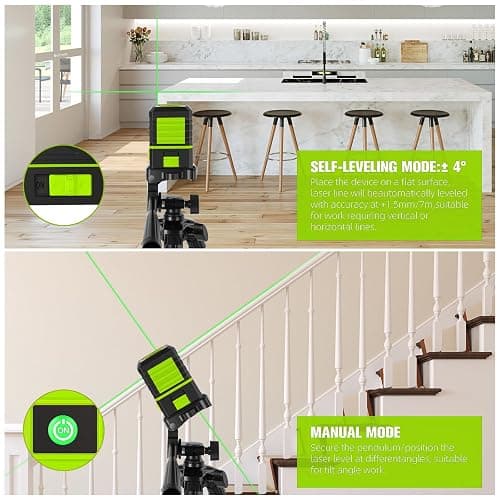 Laser Level with Tripod, 100 feet Green Cross Line Self Rotary Leveling Laser Level, Vertical and Horizontal Line, Rotatable 360 Degree, Manual Self leveling and Pulse Mode,IP54 Waterproof & Battery thumbnail 4