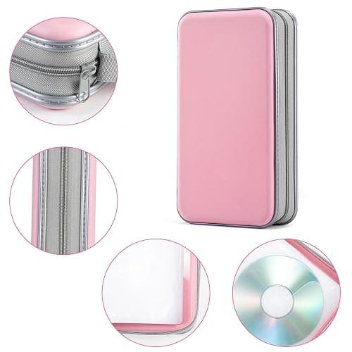 LIOVODE DVD Case, 96 Capacity CD Case Portable CD Holder Storage Hard Plastic DVD Wallet Holder Organizer for Car thumbnail 3