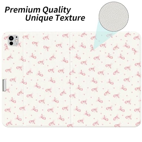 JOYLAND Kawaii Pink Bow Ribbon Case for 10.2 Inch iPad 9th/8th/7th Generation(iPad 2021/2020/2019) with Pencil Holder Multi-Angle Stand Aesthetic Girly Leather Cover Auto Sleep/Wake for Girls - 10.2" iPad 9th/8th/7th Generation - Bow Ribbon thumbnail 2