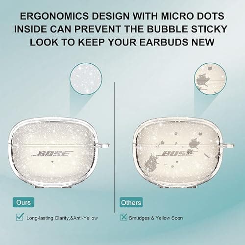 Aircawin for Bose Ultra Open Earbuds Case Glitter,Cute Sparkle Bling for Bose Ultra Open Case Cover 2024,Soft TPU Cover for Bose Open Ear Earbuds Accessories with Carabiner and Cleaning Pen-Glitter thumbnail 5