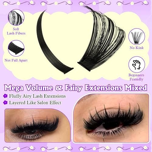Lash Clusters with Spikes 60D-100D Volume Eyelash Clusters Spiky Individual Lashes Clusters 10-22mm Cluster Eyelash Extensions Wispy Cluster Lashes DIY Mega Lash Extension Manga by calphdiar thumbnail 5