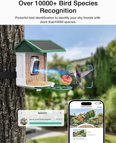 HARYMOR Bird Feeder with Camera-2K Live Video, Solar-Powered, Smart AI Identify Birds, 2L Food Capacity, Arrived Alerts, Bird Videos Storage, Mini Hummingbird Feeder for Watching Birds Outdoor thumbnail 2