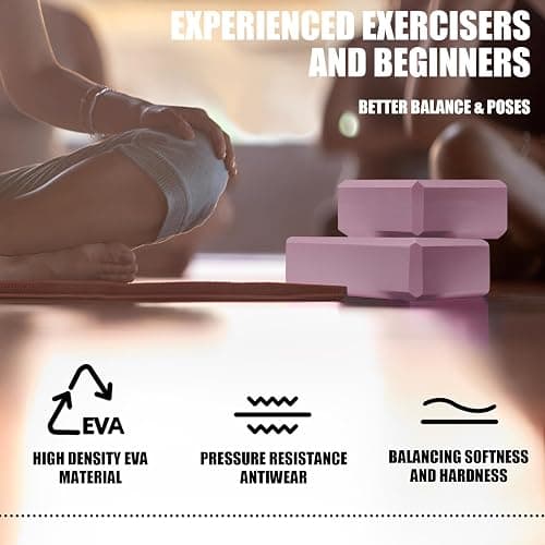 Septo 2 Pcs Yoga Blocks, 9x6x3 Inch Foam Blocks for Pilates | High density EVA foam Yoga Props lightweight non-slip surface for meditation stretching balance training thumbnail 5