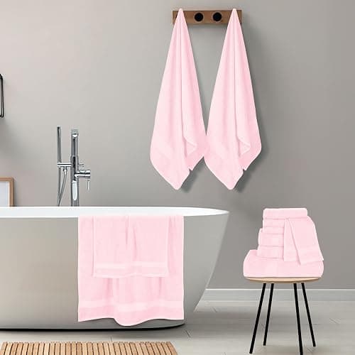 GLAMBURG Ultra Soft 8-Piece Towel Set - 100% Pure Ringspun Cotton, Contains 2 Oversized Bath Towels 27x54, 2 Hand Towels 16x28, 4 Wash Cloths 13x13 - Ideal for Everyday use, Hotel & Spa - Black - 8 Piece Towel Set - Black thumbnail 6