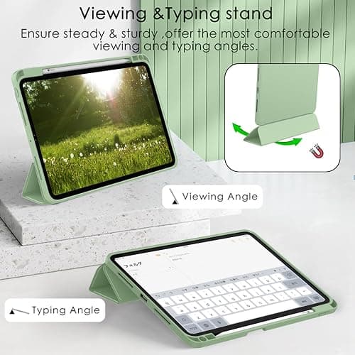 ZryXal iPad Pro 11 Inch Case (M5) 2025/ (M4) 2024 (Model: A2836/A2837/A3006), Trifold Stand Smart Cover with Pencil Holder and Soft TPU Back, Auto Wake/Sleep (Matcha Green) thumbnail 4