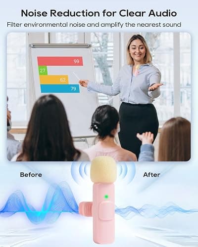 Mini Pink Microphone for iphone Android Phone Tablet ipad PC, Usb C Wireless Lavalier Mic for Video Recording Vlogging Youtube Tiktok Podcast Interview content creators, Tiny Microphones Type C Mics thumbnail 4