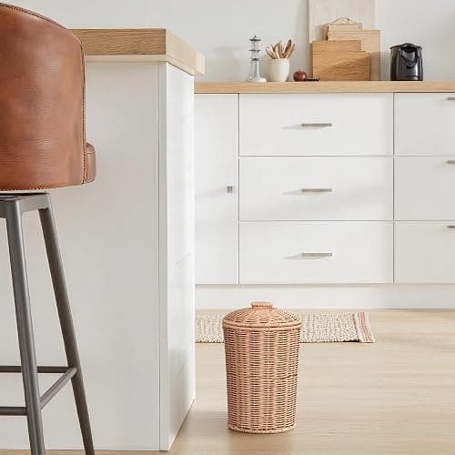 GRANNY SAYS Wicker Small Bathroom Trash Can with Lid, 2 Gallon Cute Decorative Waste Basket for Bedroom and Dorm, Office Garbage Cans for Under Desk, Mini Round Trash Bin for Decor, Nude Color thumbnail 7