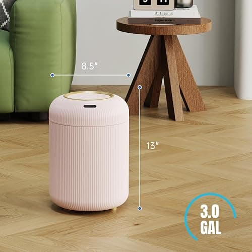stonespace Automatic Bathroom Trash Cans Touchless, Pink Motion Sensor Trash Can with Lid, Pink Room Decor for Bedroom, Kids Room, Bathroom, Living Room, Office, 3 Gallon Cute Trash Can thumbnail 7